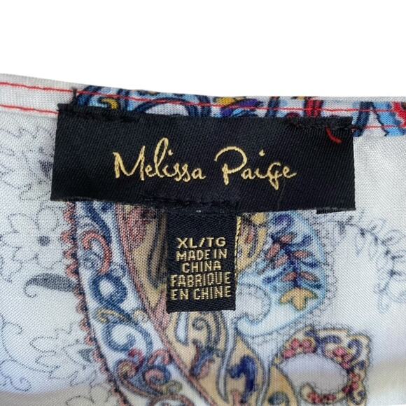 Melissa Paige Red, White and Blue Paisley Blouse - XL - Picture 3 of 4